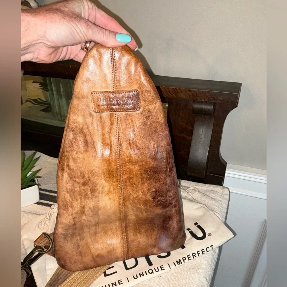 Bed Stu Leather Andie Sling Backpack Cafe Latte Retail $260 - Picture 9 of 12